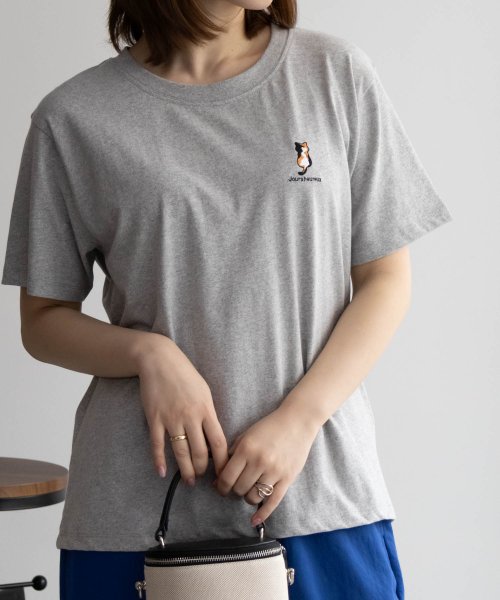 MAC HOUSE(women)(マックハウス（レディース）)/NAVY ネイビー ネコ刺繍Tシャツ 115426707－1/img01
