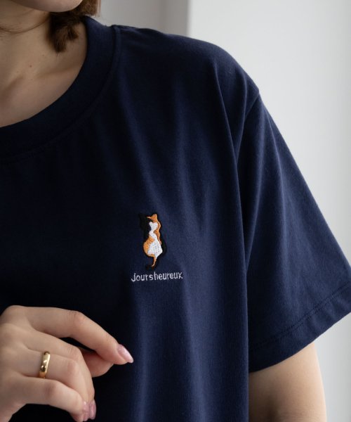 MAC HOUSE(women)(マックハウス（レディース）)/NAVY ネイビー ネコ刺繍Tシャツ 115426707－1/img15