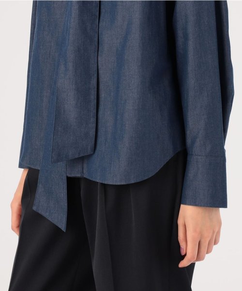 ライトシャンブレー ボウタイブラウス 