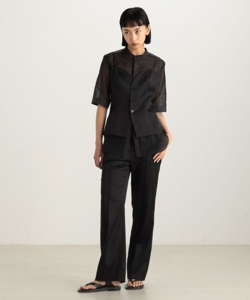 コットンボイルシアー ノーカラーシャツ N1946816005(14850円)