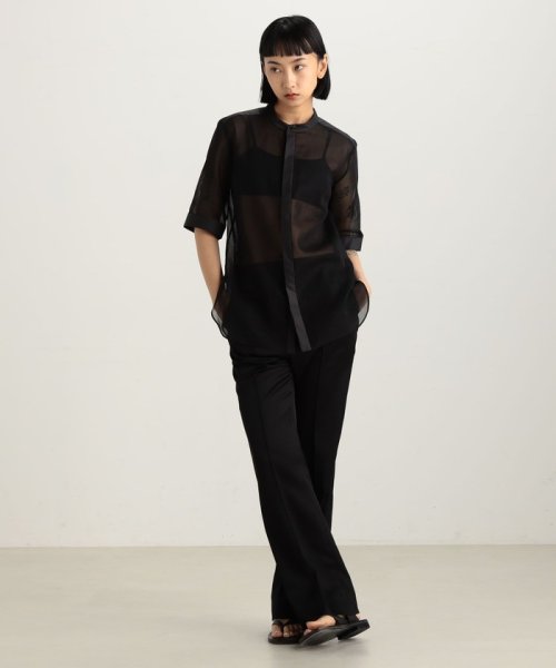 コットンボイルシアー ノーカラーシャツ N1946816005(14850円)