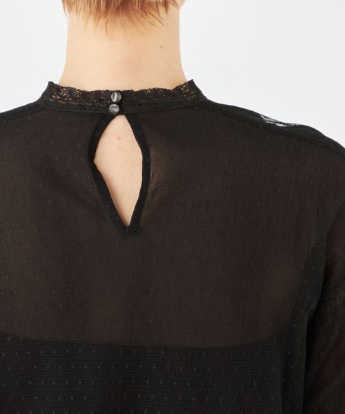 チュールエンブロイダリー クロップドブラウス 