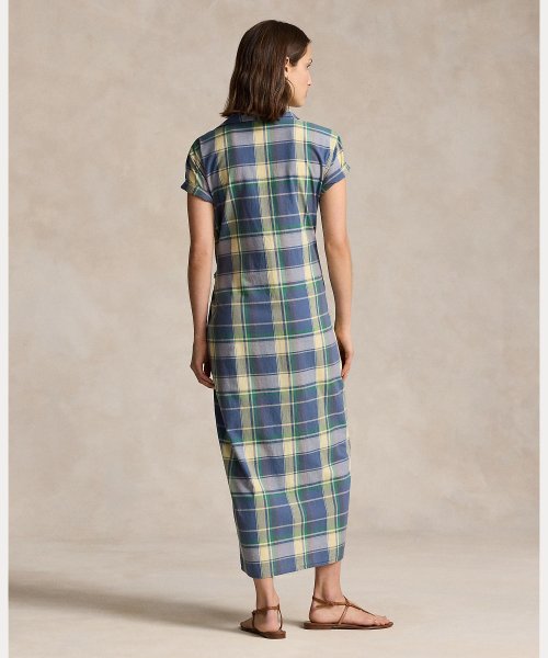 チェック セルフタイ コットン シャツドレス Cotton TM