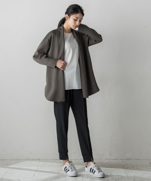 【大きいサイズ】裾スリットジョガーパンツ≪洗濯機で洗える/紫外線防止≫ 身長