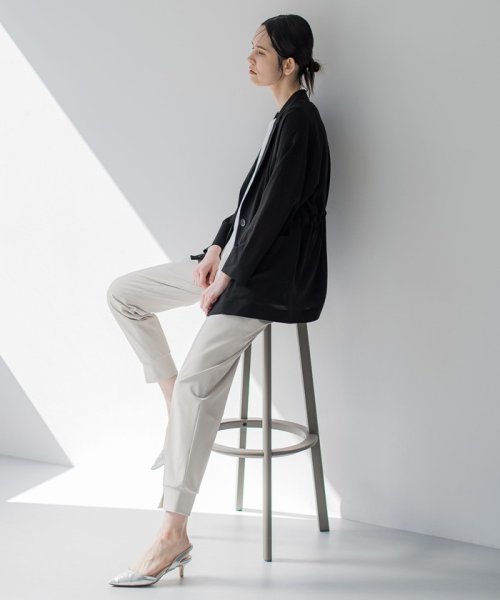 【大きいサイズ】裾スリットジョガーパンツ≪洗濯機で洗える/紫外線防止≫ 身長