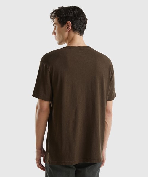 BENETTON (mens)(ベネトン（メンズ）)/リネンクルーネックフロントプリント半袖Tシャツ・カットソー/img08