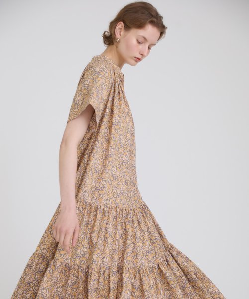 ペイズリープリントティアードワンピース 