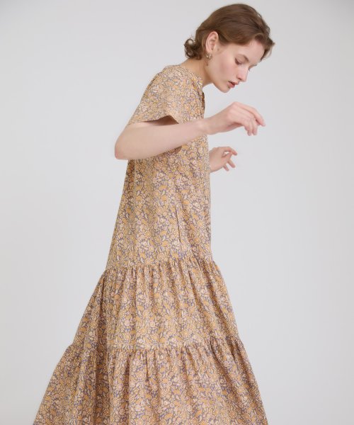 ペイズリープリントティアードワンピース 