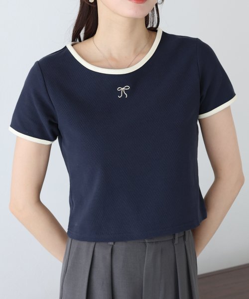BLUEEAST(ブルーイースト)/リボン刺繍リンガーTシャツ/img06