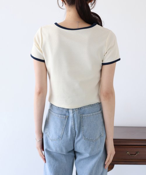 BLUEEAST(ブルーイースト)/リボン刺繍リンガーTシャツ/img14