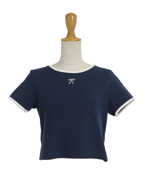 BLUEEAST(ブルーイースト)/リボン刺繍リンガーTシャツ/img21