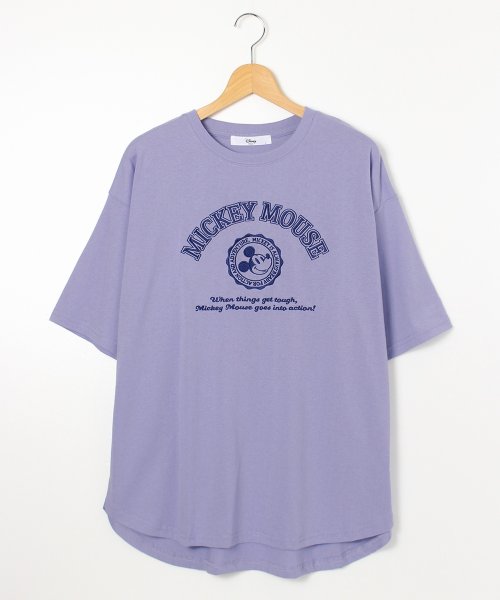 DISNEY(DISNEY)/【DISNEY/ディズニー】天竺 Mickey Mouse刺繍 半袖裾ラウンドBIG Tシャツ/img20
