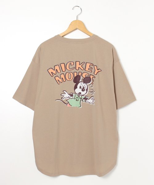 DISNEY(DISNEY)/【DISNEY/ディズニー】天竺 Mickey Mouse刺繍 半袖裾ラウンドBIG Tシャツ/img27