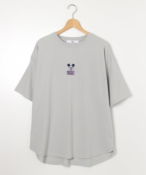DISNEY(DISNEY)/【DISNEY/ディズニー】天竺 Mickey Mouse刺繍 半袖裾ラウンドBIG Tシャツ/img30