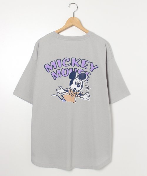 DISNEY(DISNEY)/【DISNEY/ディズニー】天竺 Mickey Mouse刺繍 半袖裾ラウンドBIG Tシャツ/img32