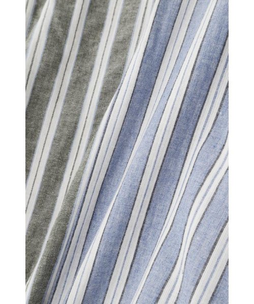 マルチカラーストライプ パネルフリルシャツ 