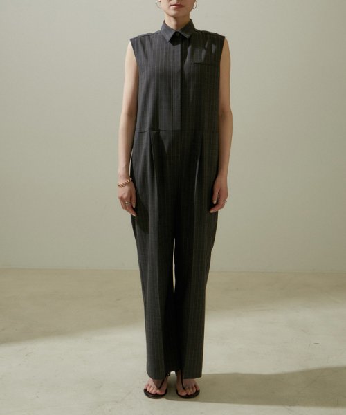 ノースリーブジャンプスーツ 無地/ストライプ【セットアップ対応】 無地/ストライプ セットアップ対応