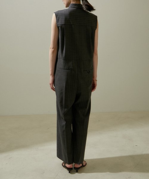 ノースリーブジャンプスーツ 無地/ストライプ【セットアップ対応】 無地/ストライプ セットアップ対応