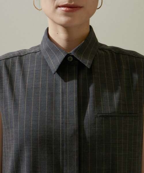 ノースリーブジャンプスーツ 無地/ストライプ【セットアップ対応】 無地/ストライプ セットアップ対応