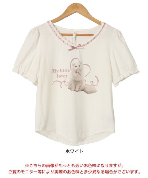 GOLD JAPAN(ゴールドジャパン)/リボン付き猫プリントTシャツ　大きいサイズ レディース ビッグサイズ/img15
