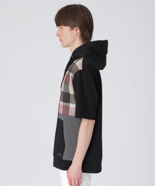 クレストブリッジチェックパッチワークフーディー 