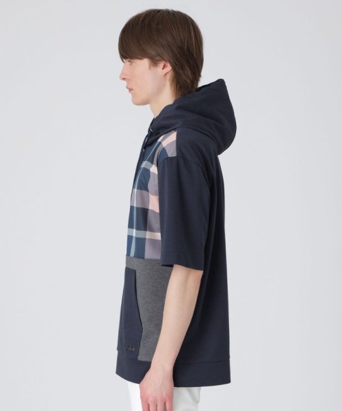 クレストブリッジチェックパッチワークフーディー 