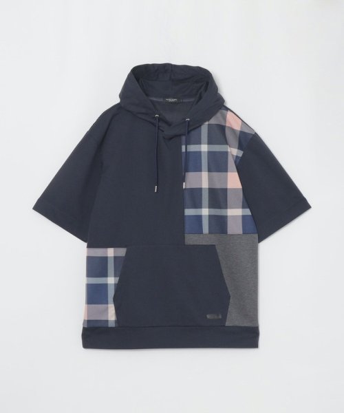 クレストブリッジチェックパッチワークフーディー 