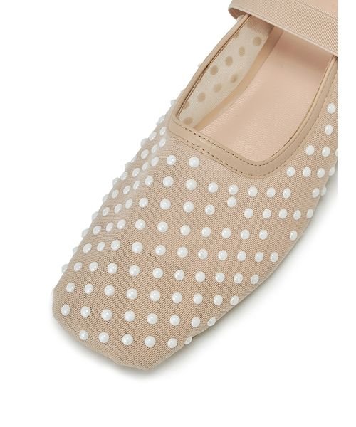 [L.B CANDY STOCK]ラインストーンメッシュバレエシューズ 予めご了承ください