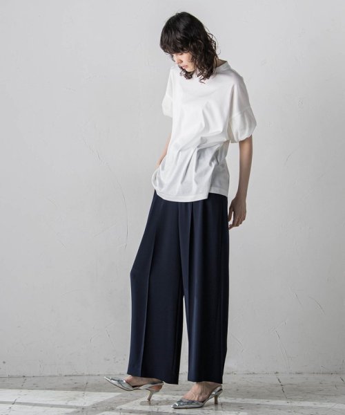 メランジツイルワイドパンツ≪洗濯機で洗える/セットアップ対応≫ 