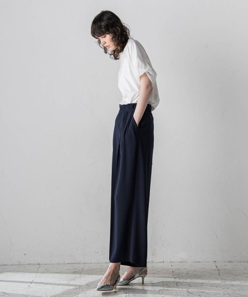 メランジツイルワイドパンツ≪洗濯機で洗える/セットアップ対応≫ 