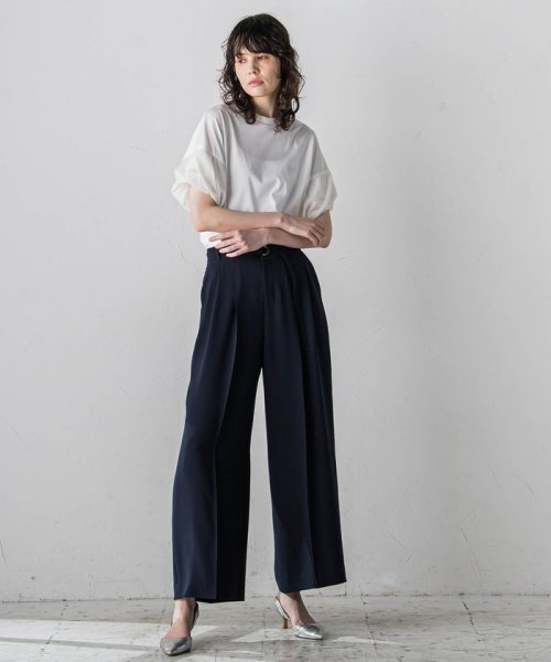 メランジツイルワイドパンツ≪洗濯機で洗える/セットアップ対応≫ 