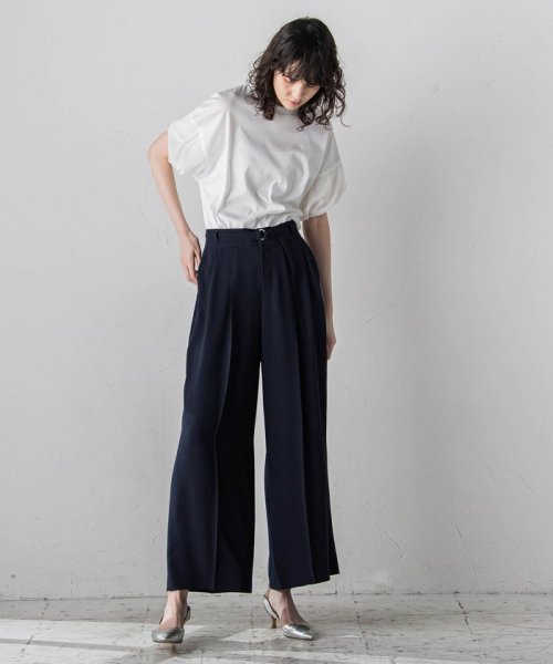 メランジツイルワイドパンツ≪洗濯機で洗える/セットアップ対応≫ 