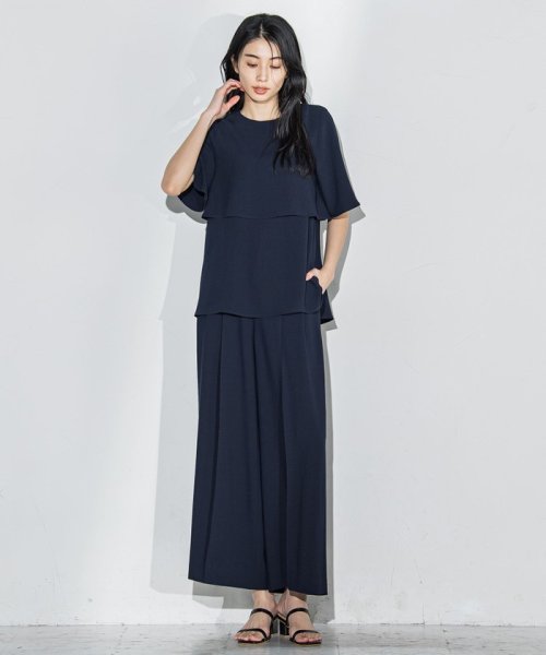 メランジツイルワイドパンツ≪洗濯機で洗える/セットアップ対応≫ 