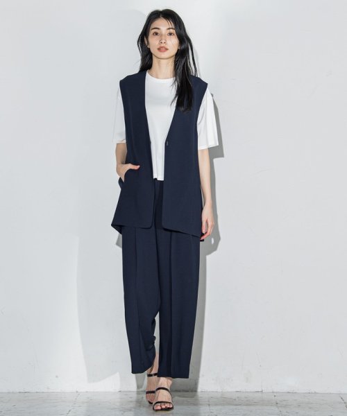 メランジツイルワイドパンツ≪洗濯機で洗える/セットアップ対応≫ 