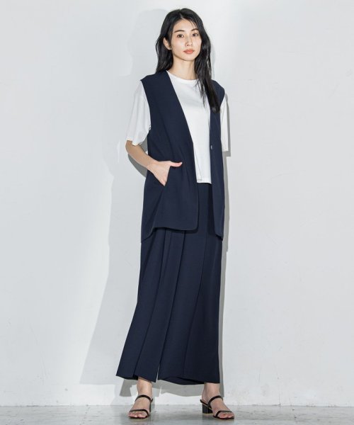 メランジツイルワイドパンツ≪洗濯機で洗える/セットアップ対応≫ 