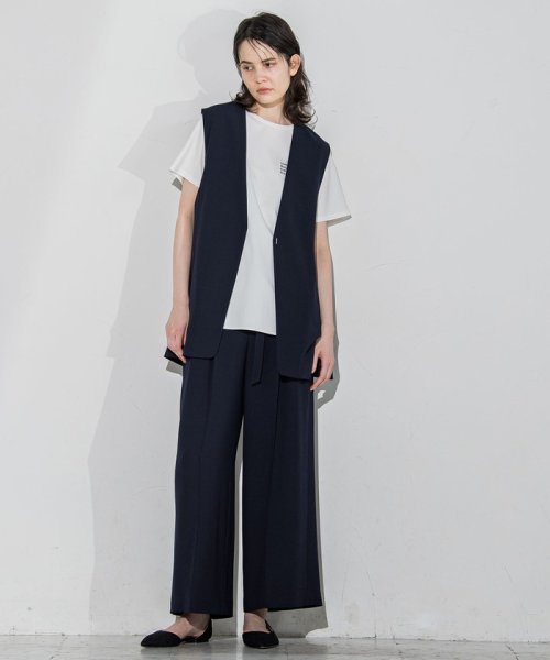 メランジツイルワイドパンツ≪洗濯機で洗える/セットアップ対応≫ 