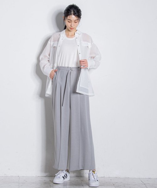 メランジツイルワイドパンツ≪洗濯機で洗える/セットアップ対応≫ 