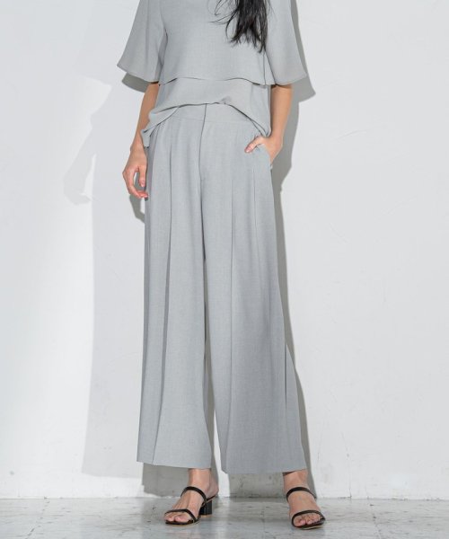 メランジツイルワイドパンツ≪洗濯機で洗える/セットアップ対応≫ 