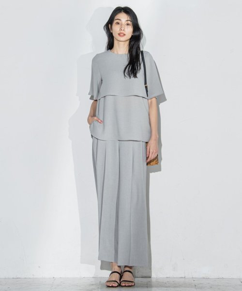 メランジツイルワイドパンツ≪洗濯機で洗える/セットアップ対応≫ 