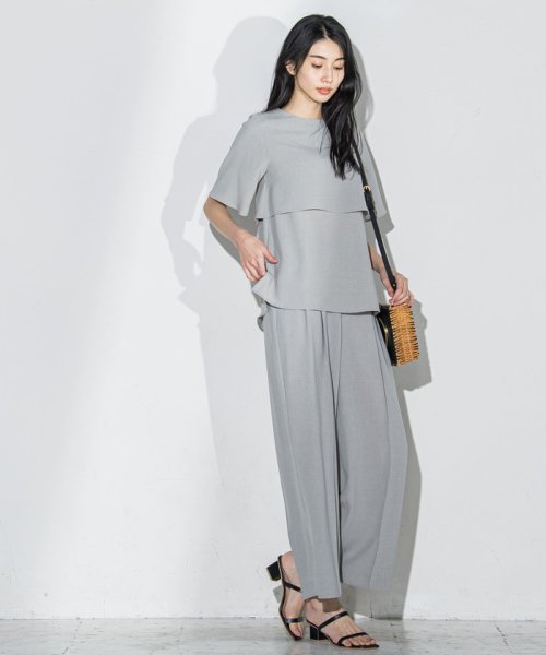 メランジツイルワイドパンツ≪洗濯機で洗える/セットアップ対応≫ 