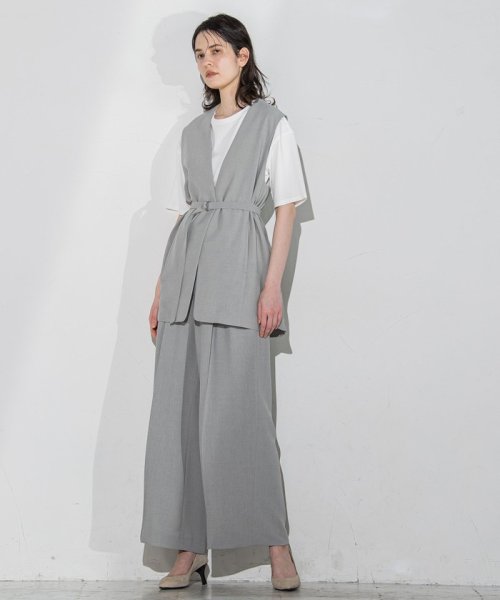 メランジツイルワイドパンツ≪洗濯機で洗える/セットアップ対応≫ 