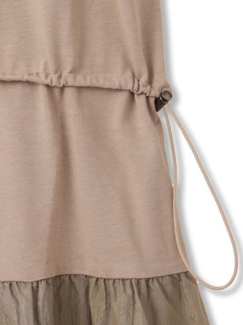 異素材ドッキングドロストカットワンピース≪洗濯機で洗える≫ 