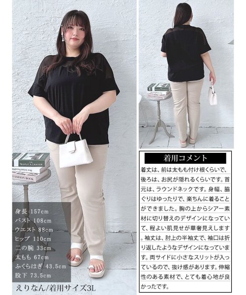 GOLD JAPAN(ゴールドジャパン)/シアー切り替えTシャツ　大きいサイズ レディース ビッグサイズ/img14