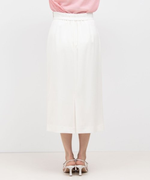 《セットアップ対応》ウォッシャブル麻調タイトミディスカート 