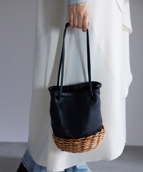 【TIDEWAY / タイドウェイ】ARUROG × LTR 2W SHOULDER/M かごバッグ ハンドバッグ ストローバッグ 巾着 レザー T2893 タイドウェイ