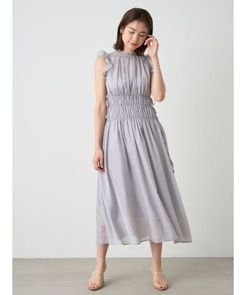 シフォンギャザーノースリワンピース 予めご了承ください 総丈 6cm バスト