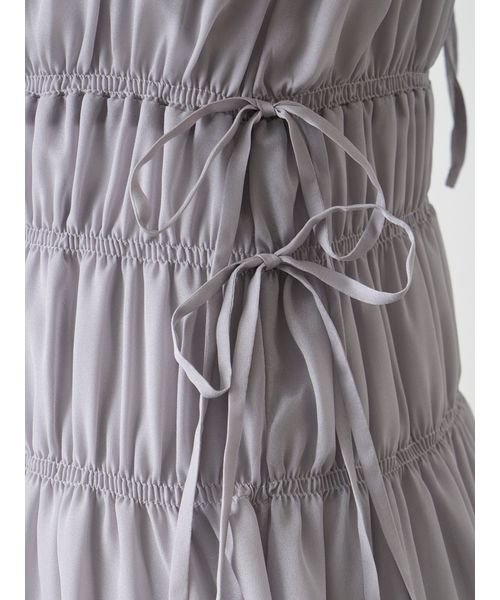 シフォンギャザーノースリワンピース 予めご了承ください 総丈 6cm バスト