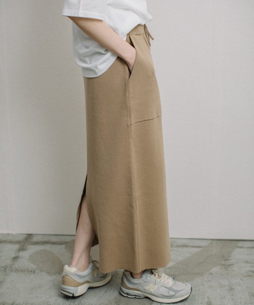 【Liyoca】綿強撚スムースニットスカート －手洗い可－ H165 Liyoca