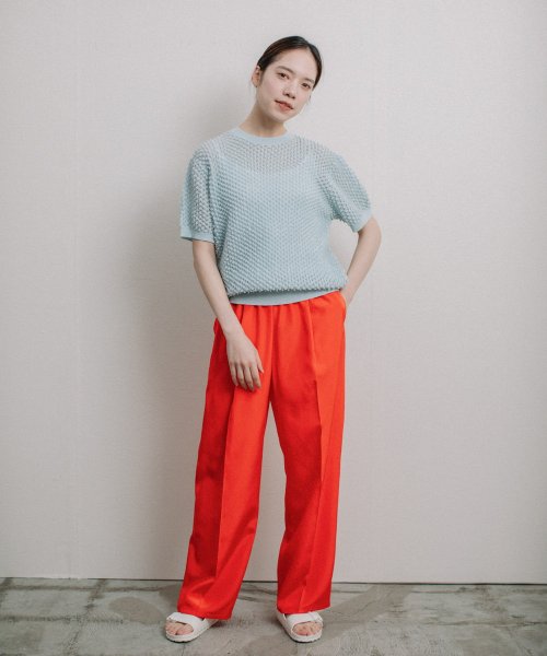 【Liyoca】凹凸編み半袖サマーニット－手洗い可－ Liyoca 5cm