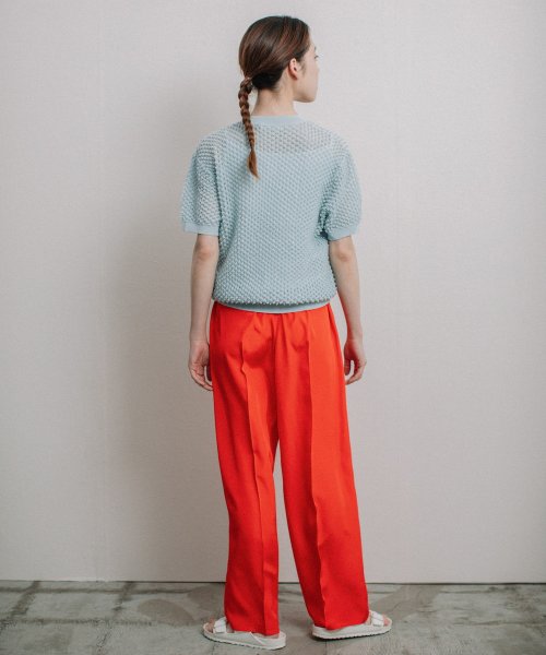 【Liyoca】凹凸編み半袖サマーニット－手洗い可－ Liyoca 5cm